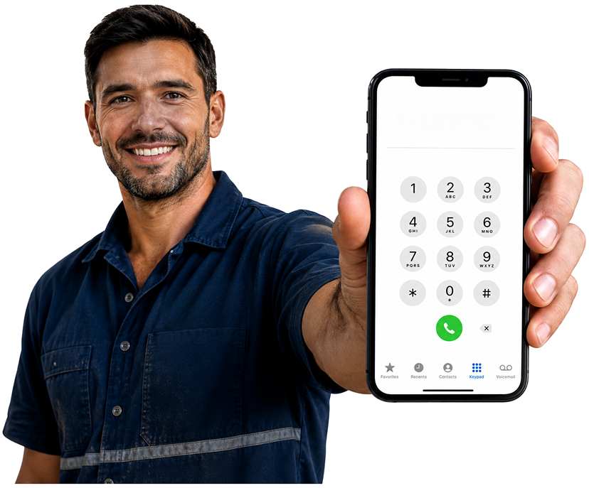 Vaucluse Blocked Drains plumber holding a phone — call 1300 261 965