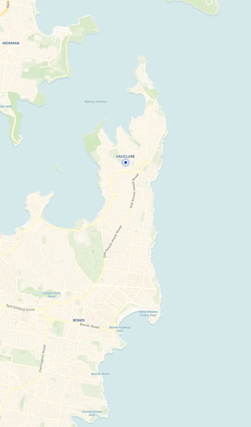 Map of the Vaucluse service area and the surrounding suburbs we cover.